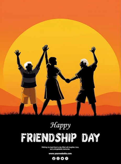 PSD a poster for friendship day with friends and a sunset background