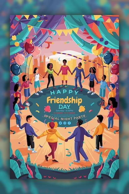 a poster for friendship day with a happy friendship