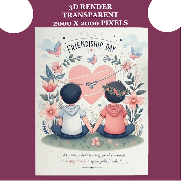 a poster for friendship day with two people holding hands and a heart shaped heart