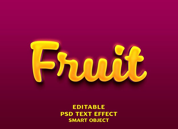 a poster for a fruit 3d text that says fruit 3d text