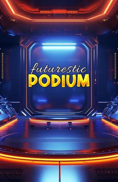 a poster for futuristic product podium background