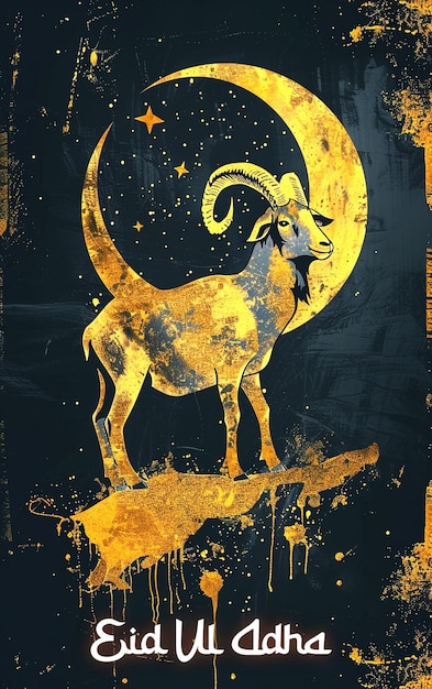 PSD a poster for a goat with a moon and stars