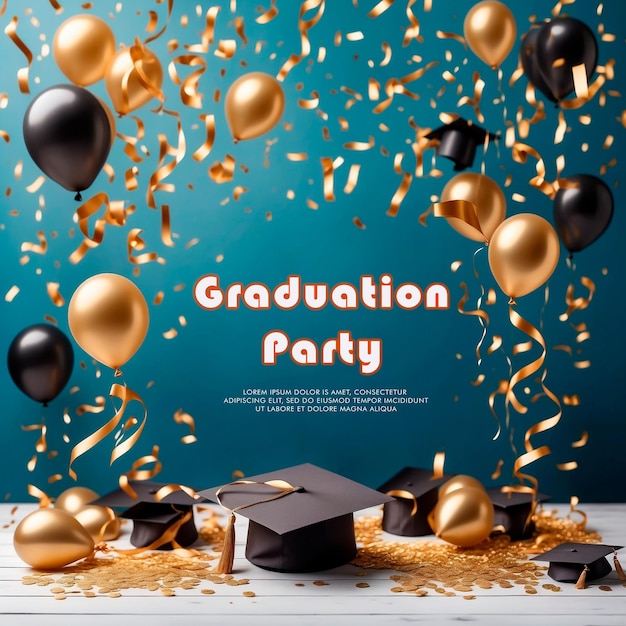 a poster for graduation party with a graduation party on the top