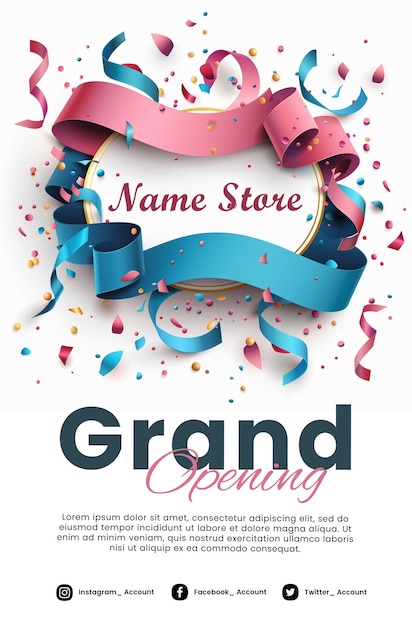 a poster for grand opening opening with confetti and confetti