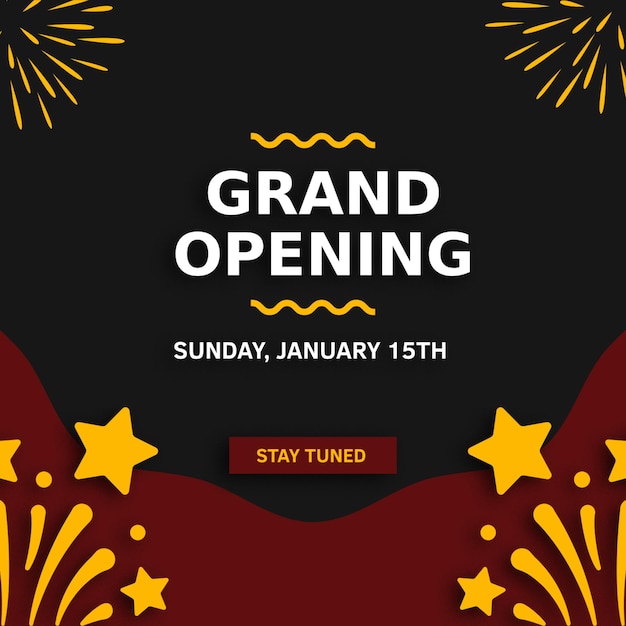 a poster for grand opening opening with a star on the top