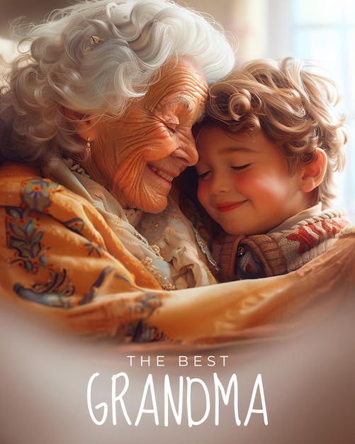 PSD a poster of a grandma for grandparents day concept