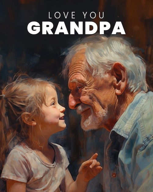 PSD a poster of a grandpa for grandparents day concept