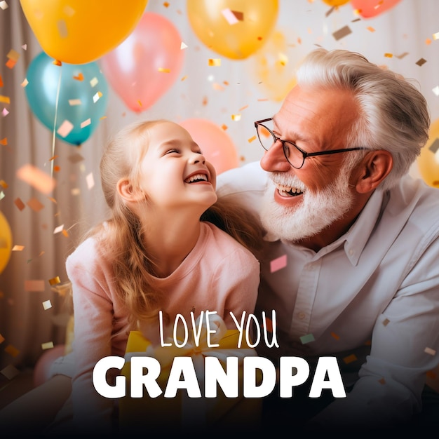 PSD a poster of a grandpa for grandparents day concept