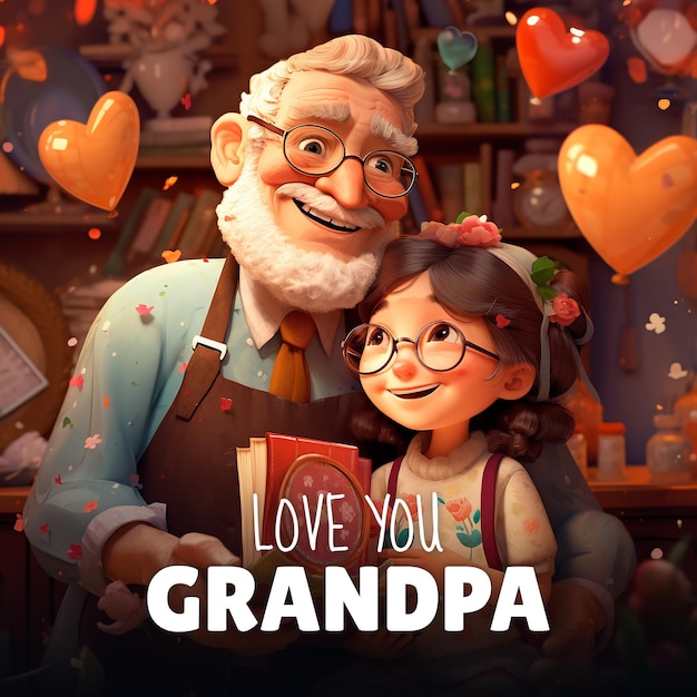 PSD a poster of a grandpa for grandparents day concept