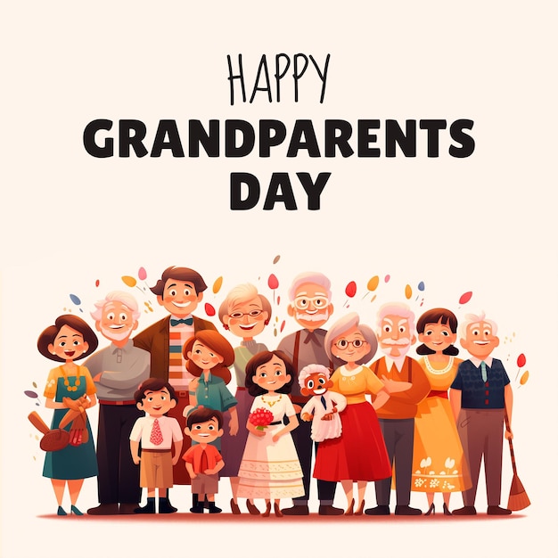 PSD a poster of a grandparents illustration for grandparents day concept