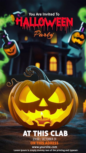 PSD a poster for a halloween party invitation card illustration