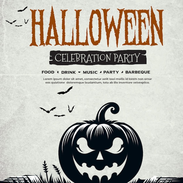 a poster for halloween party with a pumpkin on the cover