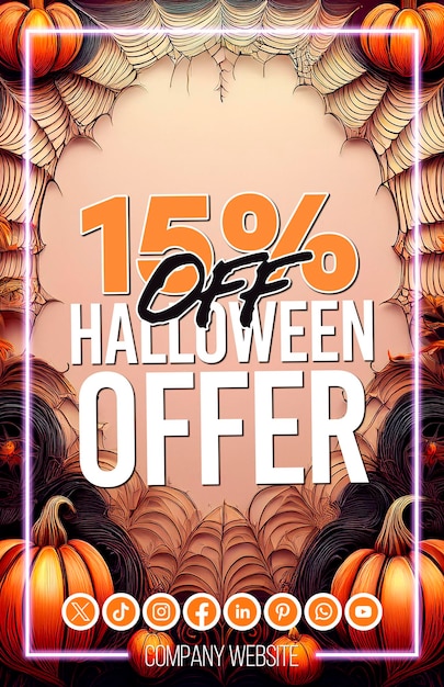 PSD a poster for halloween sale with a banner that says off for halloween