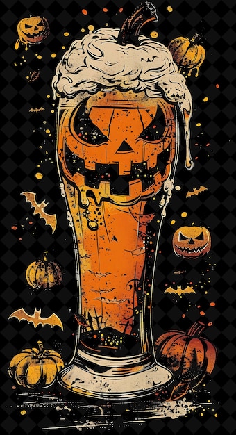 a poster for halloween with a pumpkin and a skull on it