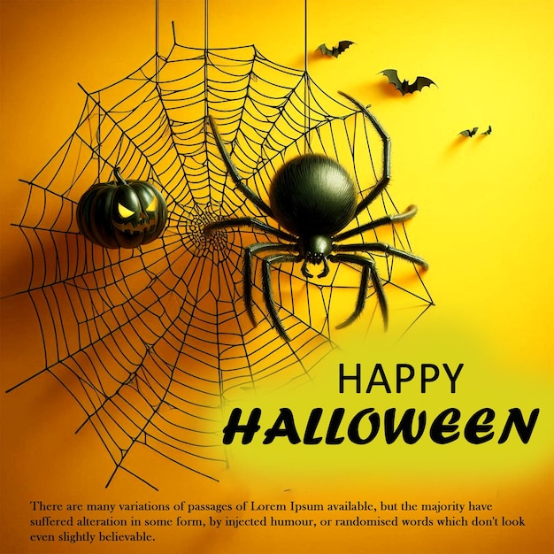 PSD a poster for halloween with a spider web on it