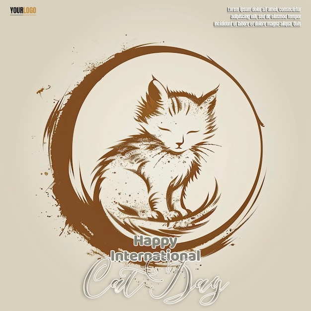 PSD a poster for the happy birthday of a cat with a circle of text on it