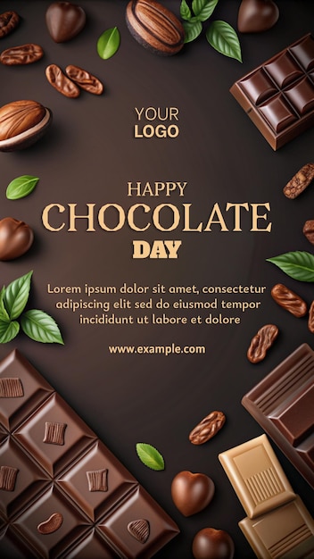 A poster for Happy Chocolate Day featuring chocolate bars