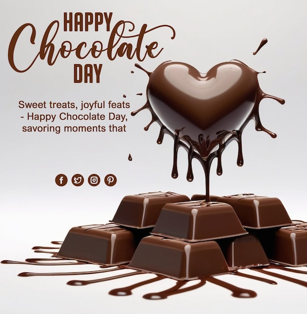 PSD a poster for happy chocolates with a picture of a heart shaped chocolate