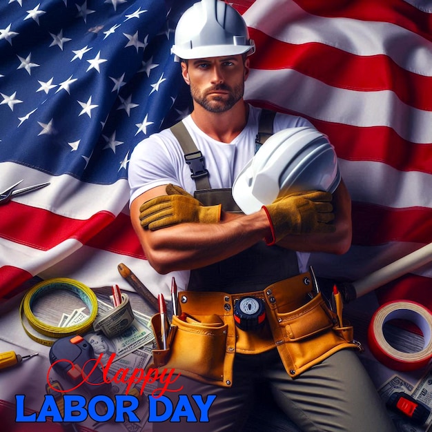 PSD a poster for happy labor day celebration