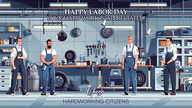 PSD a poster for a happy labor day of working on the us federal holiday