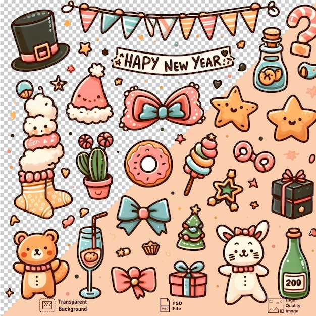 PSD a poster for happy new year with a happy new year on it isolated on transparent background