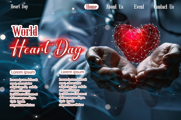 PSD a poster for a heart day with a message that says quot heart day quot