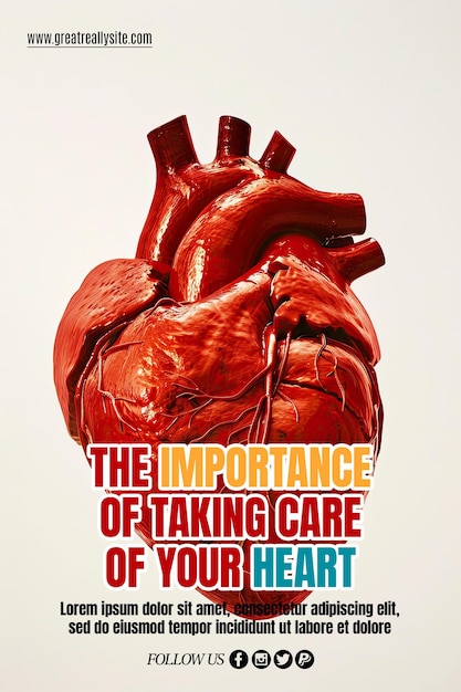 PSD a poster for the heart of taking care of your heart