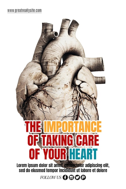 PSD a poster for the heart of taking care of your heart