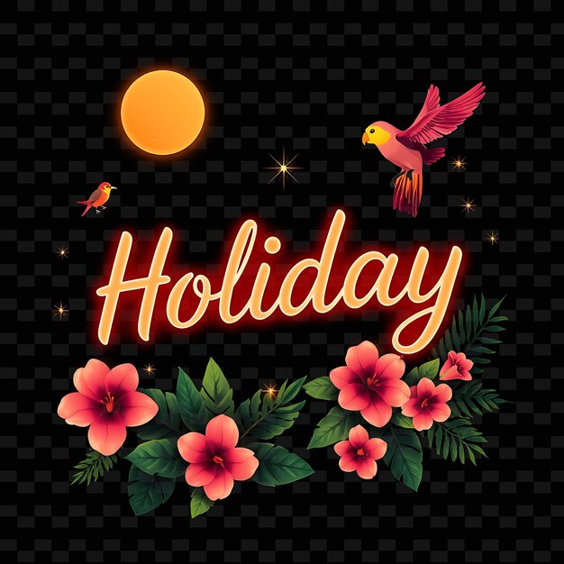 PSD a poster for holiday with flowers and birds