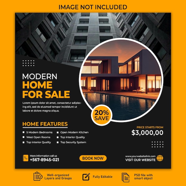 PSD a poster for a house that says quot modern home for sale quot