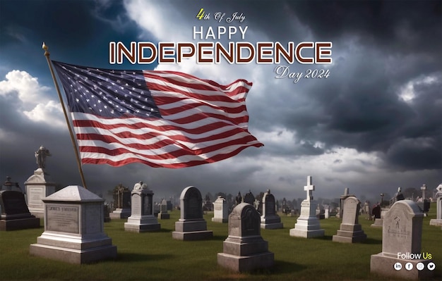 PSD a poster for independence from the united states of america with social post