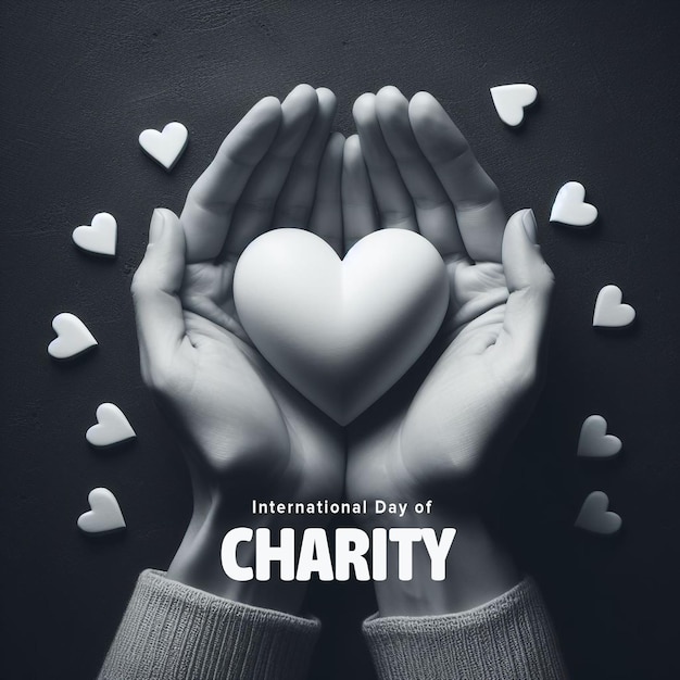 a poster for international community day with hearts in the hands