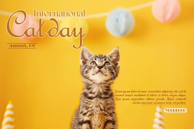 PSD a poster for international international international international world with a cat on the cover