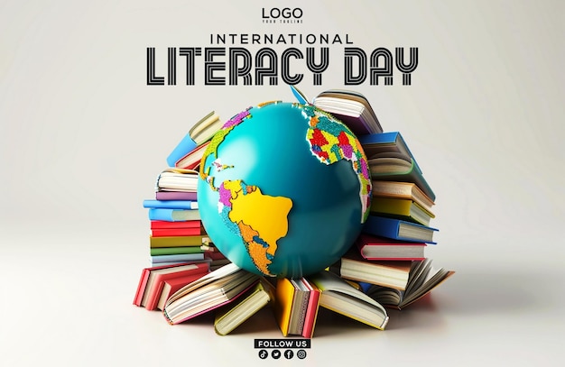 a poster for international library day with a globe and a globe with the words international cultura