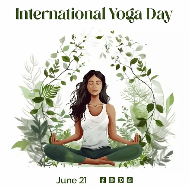 a poster for international yoga day with a woman in a yoga pose