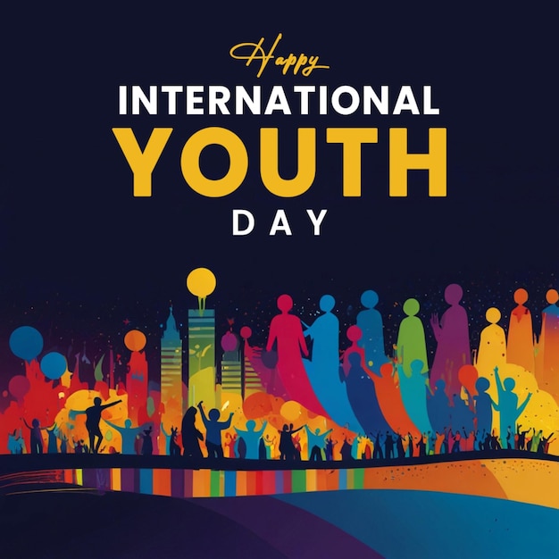 PSD a poster for international youth day with a colorful background