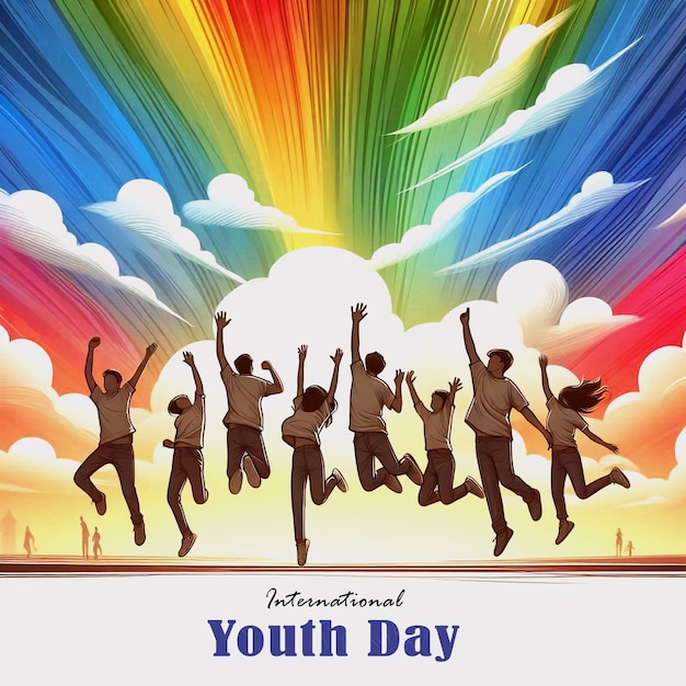 PSD poster for international youth day with a colorful background