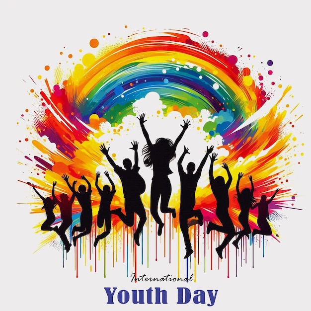 PSD poster for international youth day with a colorful background