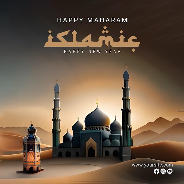 A poster for a Islamic new year with the words happy mahram