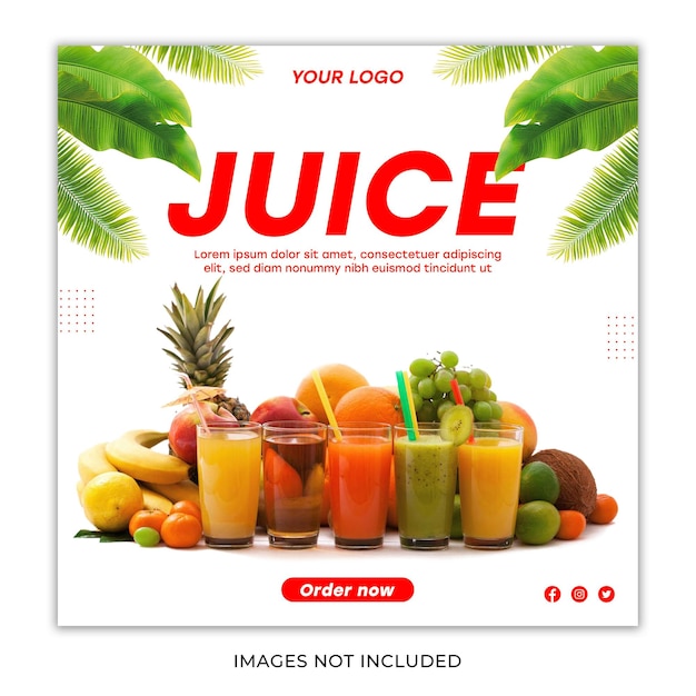 A poster for juice that says " your logo " on it.