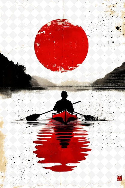 PSD a poster for a kayaker with a red circle in the background