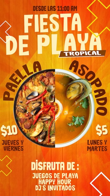 a poster for la villa la la tropicalo with a picture of a tropical food