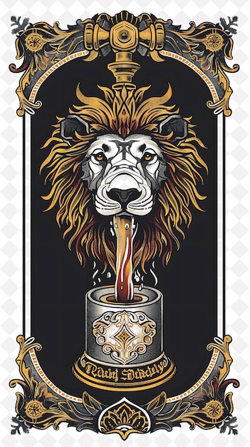 poster for a lion drinking from a glass with the words lion