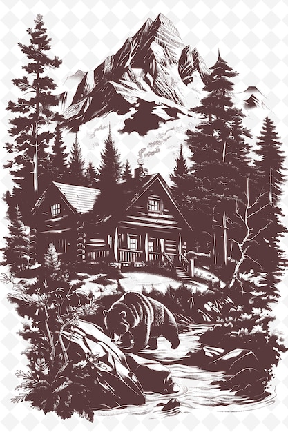 PSD a poster for a log cabin in the woods