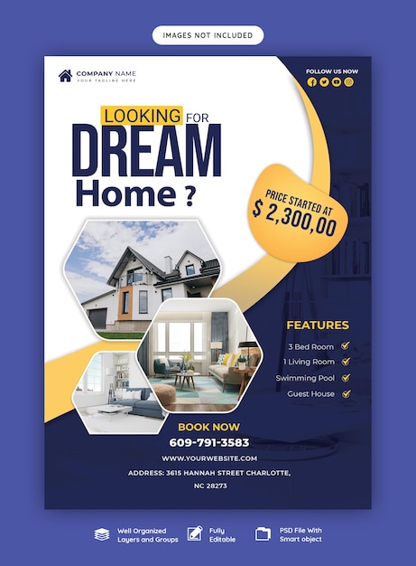 PSD a poster for looking home called looking for a dream home