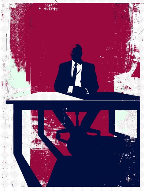 PSD a poster of a man sitting at a table with a man in a suit