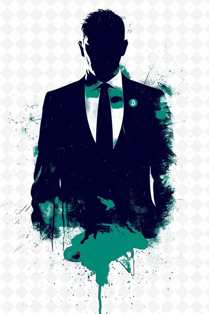 PSD a poster of a man in a tuxedo with a green shirt on it