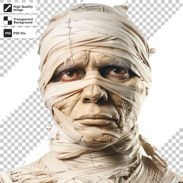 a poster of a man with a face covered in plaster