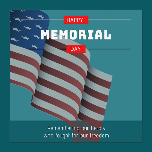 a poster for memorial day with a flag on it