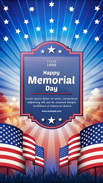 A poster for Memorial Day with a patriotic theme